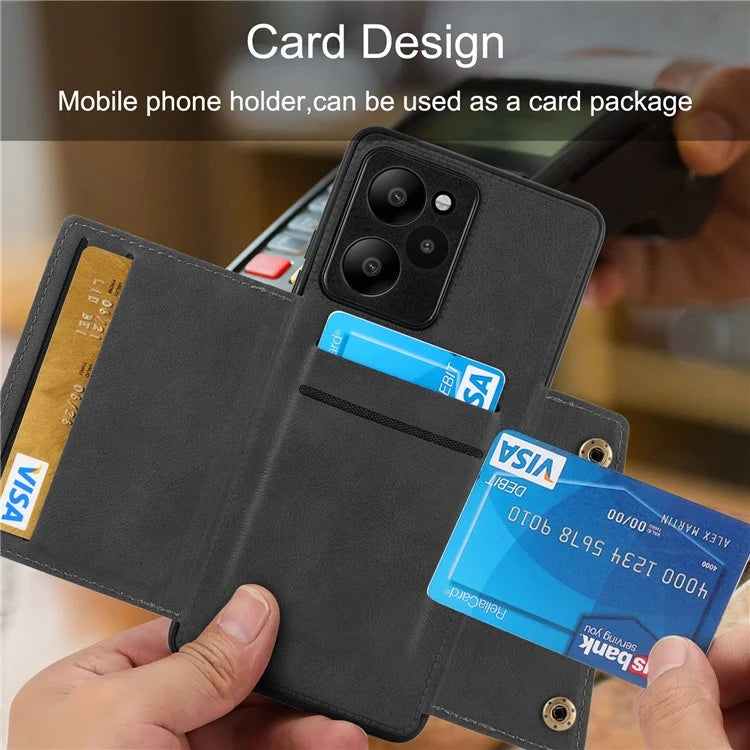 For Xiaomi Redmi Note 12R 5G Case PU Leather Coated TPU Phone Cover with Card Slots