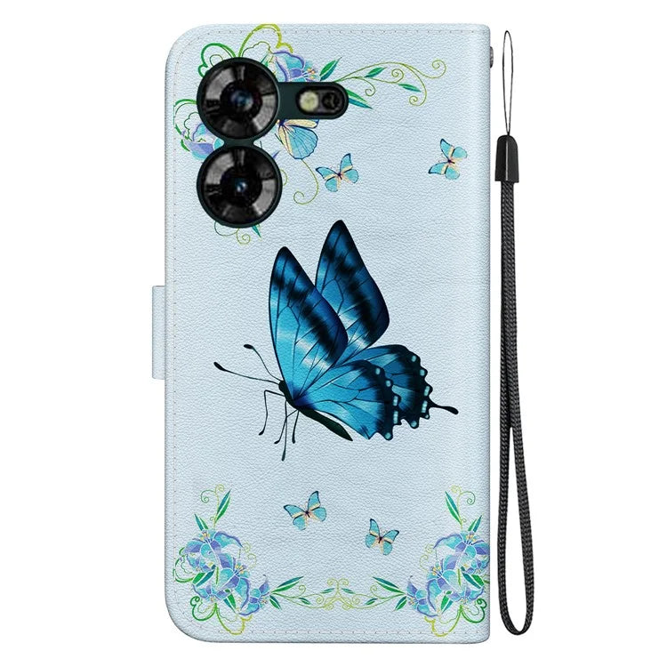 For Transsion Tecno Pova 5 4G Case Pattern Printing Phone Leather Cover