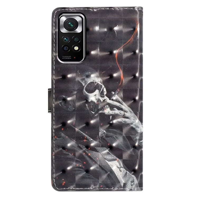 For Xiaomi Redmi Note 11S 4G / Note 11 4G (Qualcomm) Case Wallet PU Leather 3D Pattern Phone Cover