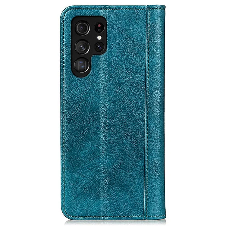 For Samsung Galaxy S24 Ultra Case Litchi Texture Split Leather Wallet Stand Phone Shell