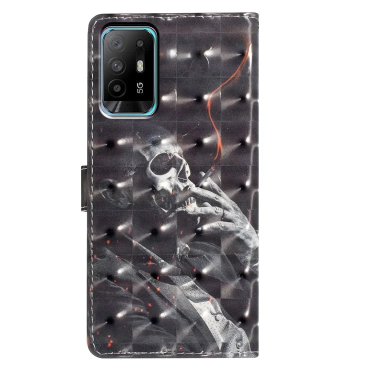 For Oppo A94 5G Case Wallet 3D Pattern Printing Leather Stand Cover