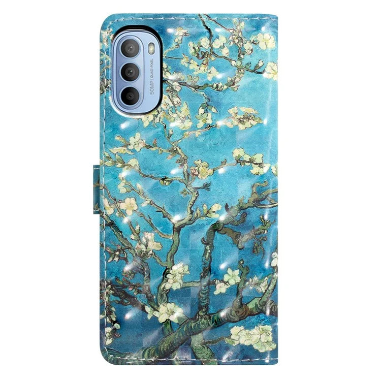 For Motorola Moto G52 4G Case PU Leather 3D Pattern Flip Shockproof Phone Cover