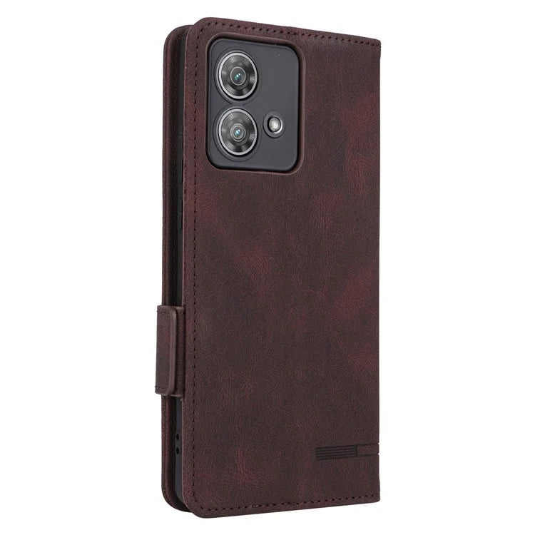For Motorola Edge 40 Neo 5G Case PU Leather Wallet Cover with Hardware Decor