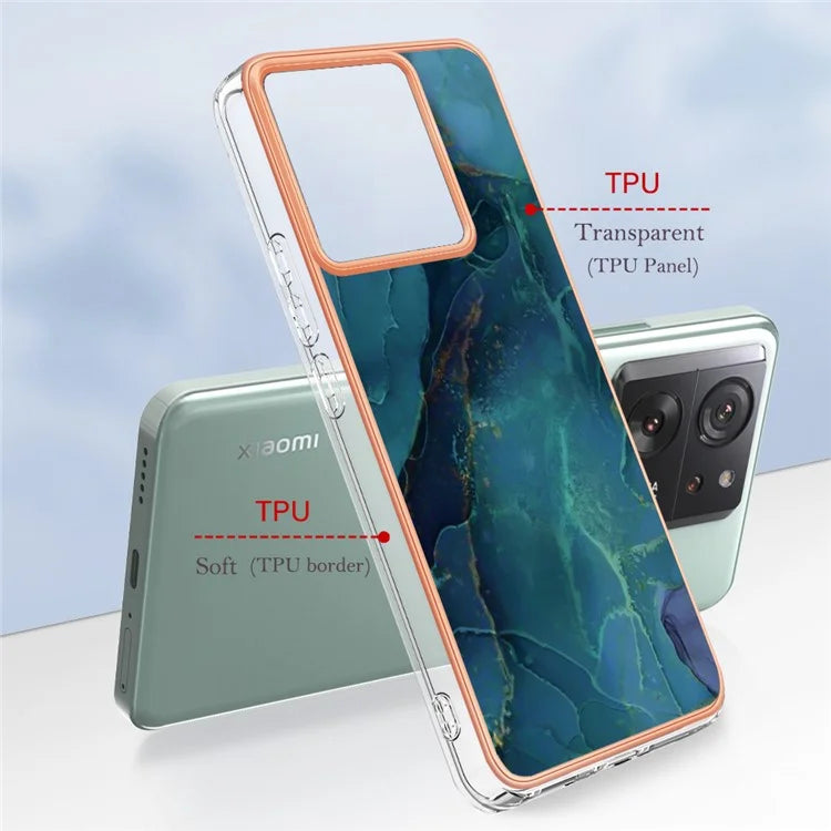 YB IMD Series-16 Style-E For Xiaomi 13T / 13T Pro / Redmi K60 Ultra TPU Case 2.0mm IMD Marble Pattern Phone Cover