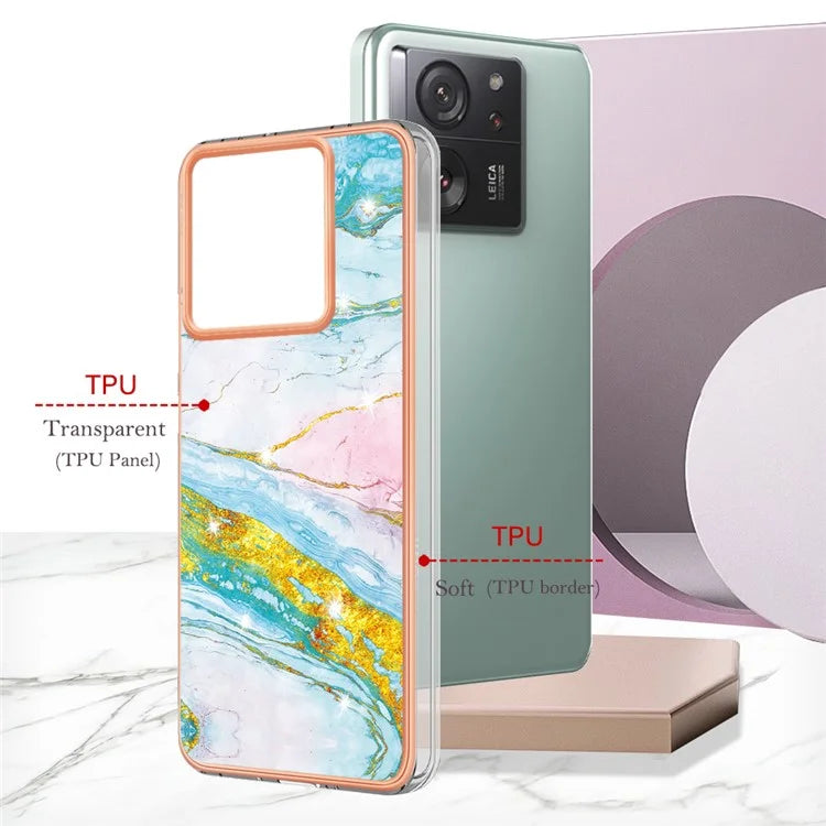 YB IMD Series-2 For Xiaomi 13T / 13T Pro / Redmi K60 Ultra TPU Case Electroplating Marble Pattern Phone Cover
