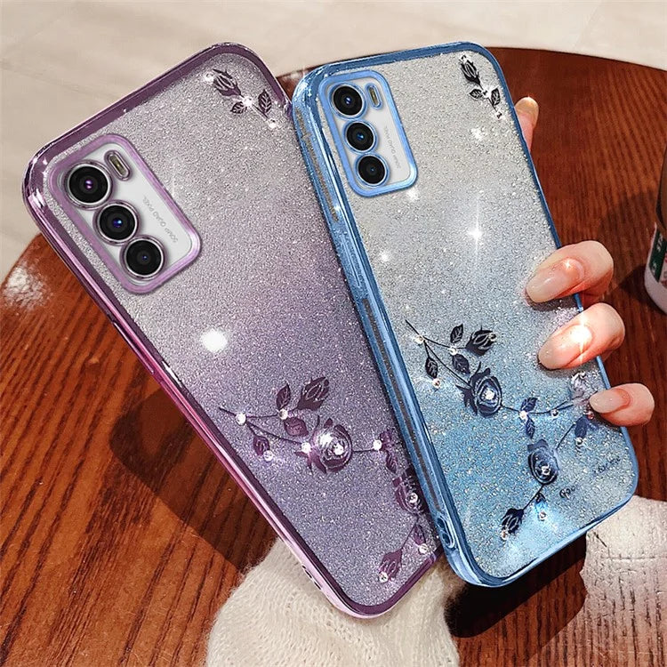 KADEM For Motorola Moto G42 4G Case Rhinestone Glitter Phone TPU Cover with Strap