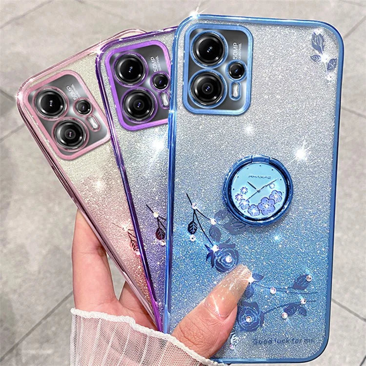 KADEM For Motorola Moto G13 4G / G23 4G Case Rhinestone Soft TPU Kickstand Phone Cover