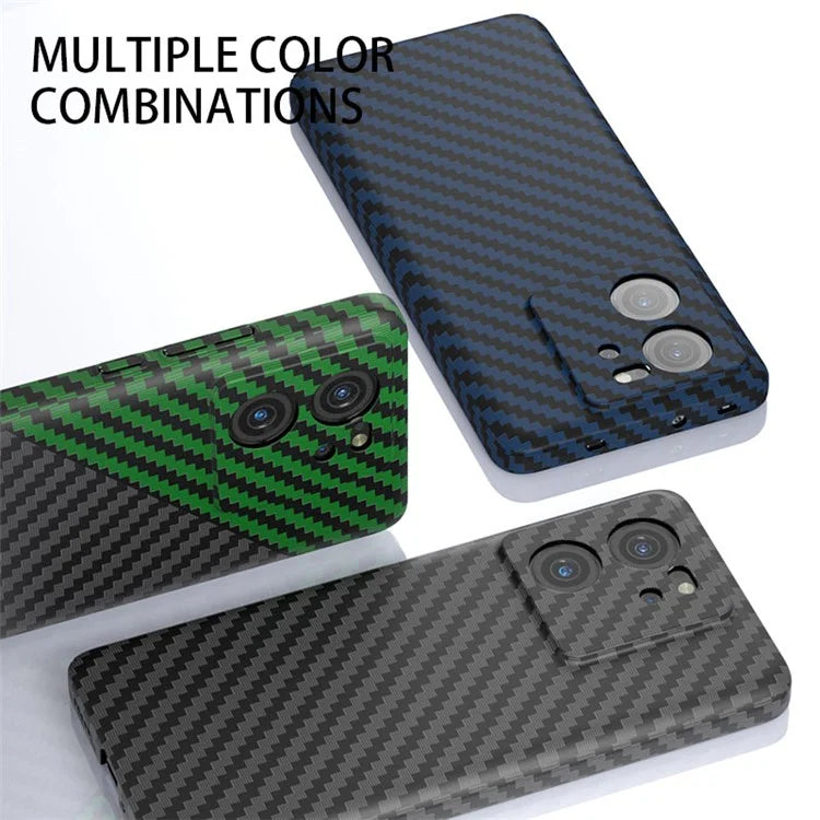 For Xiaomi 13T / 13T Pro Case Splicing Color Carbon Fiber Texture PC Cell Phone Cover+White