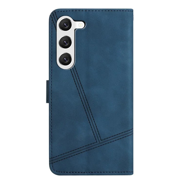For Samsung Galaxy S24+ Case Lines Imprinted Skin-touch Leather Cover