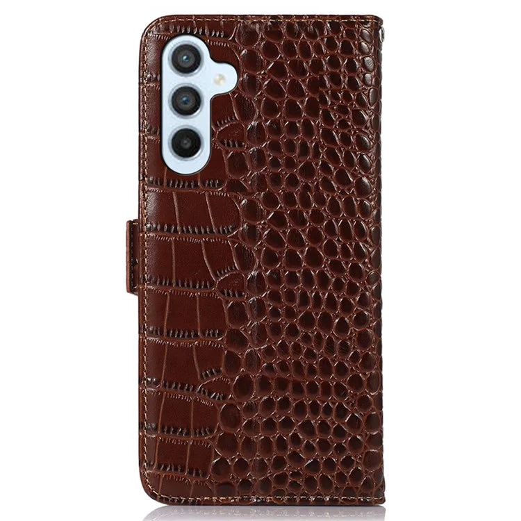 For Samsung Galaxy S24+ Case RFID Blocking Stand Genuine Cow Leather Cover