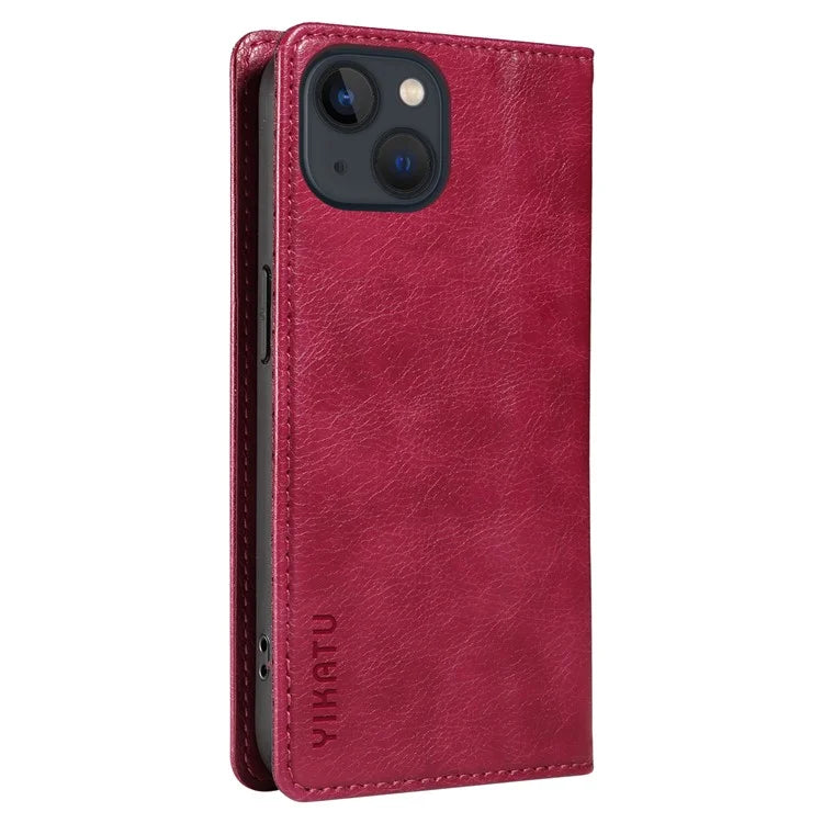 YIKATU YK-006 For iPhone 14 Case Leather Wallet Magnetic Closing Phone Protective Shell