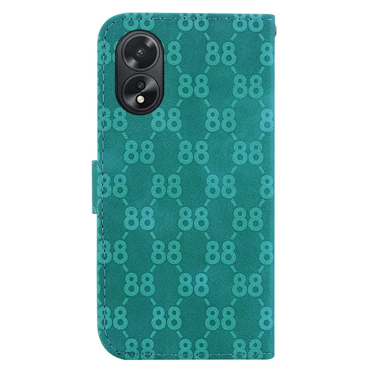 For Oppo A18 4G / A38 4G Case Double 8-Shape Imprint Leather Wallet Cellphone Cover