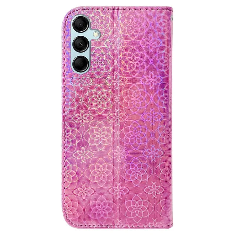 For Samsung Galaxy A15 4G Case PU Leather Dazzling Flower Pattern Phone Cover