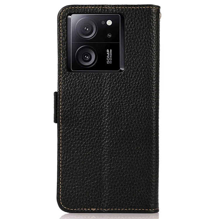 KHAZNEH For Xiaomi 13T Pro / 13T / Redmi K60 Ultra Case Genuine Cow Leather Cell Phone Cover Wallet with RFID Blocking