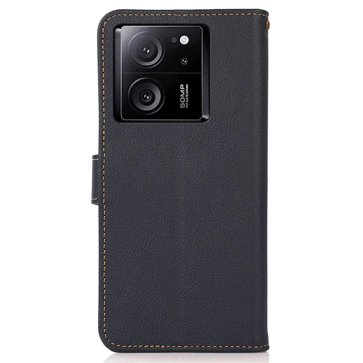 KHAZNEH For Xiaomi Redmi K60 Ultra / 13T / 13T Pro Case RFID Blocking Genuine Cow Leather Phone Cover