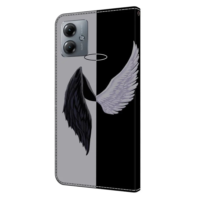 For Motorola Moto G14 4G Case 3D Creative Pattern PU Leather Flip Phone Cover