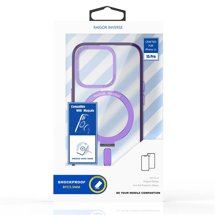 RAIGOR INVERSE Cara X Bracket Series for iPhone 15 Pro Max Clear Case Kickstand Magnetic Phone Cover