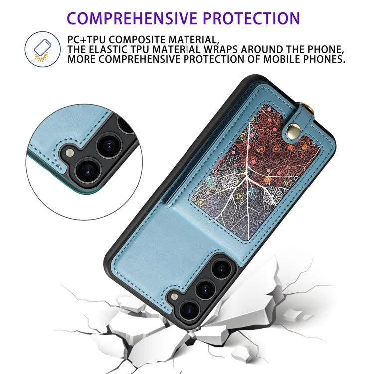 For Samsung Galaxy S24 Case Pattern Printed Card Holder Leather+TPU Phone Cover