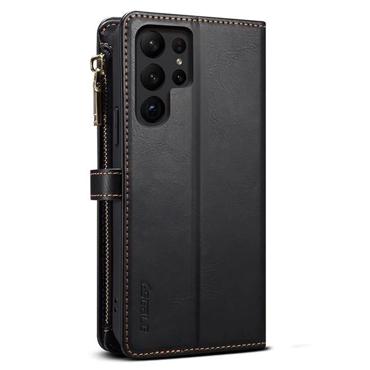 ESEBLE Galaxy Series For Samsung Galaxy S24 Ultra Cover RFID Blocking Leather Phone Stand Case