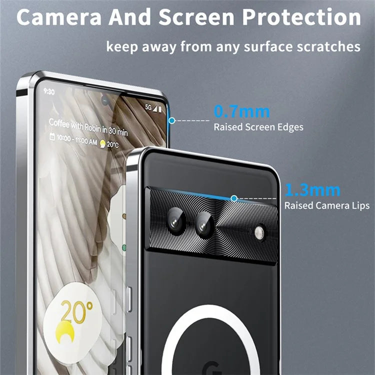 For Google Pixel 8 Case Metal Frame Magnetic Cover Compatible with MagSafe