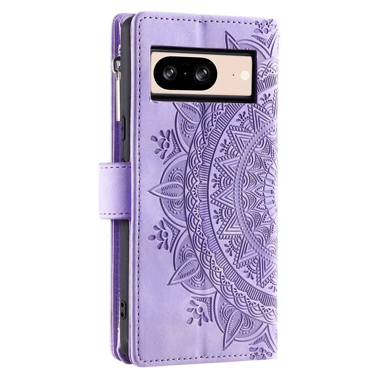 For Google Pixel 8 Case Magnetic PU Leather Wallet Phone Cover with Strap