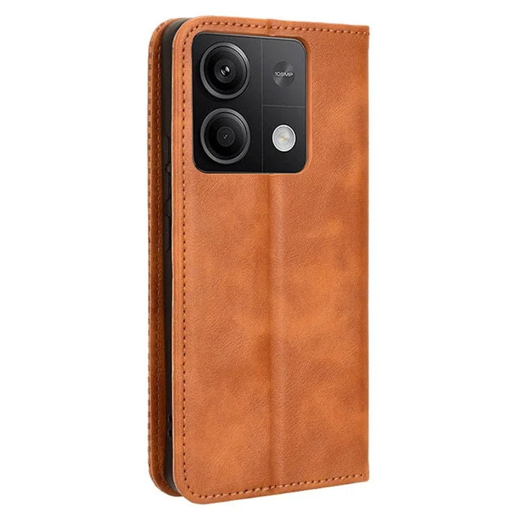 For Xiaomi Redmi Note 13 5G Mobile Phone Cover Case Wallet Retro PU Leather Shell