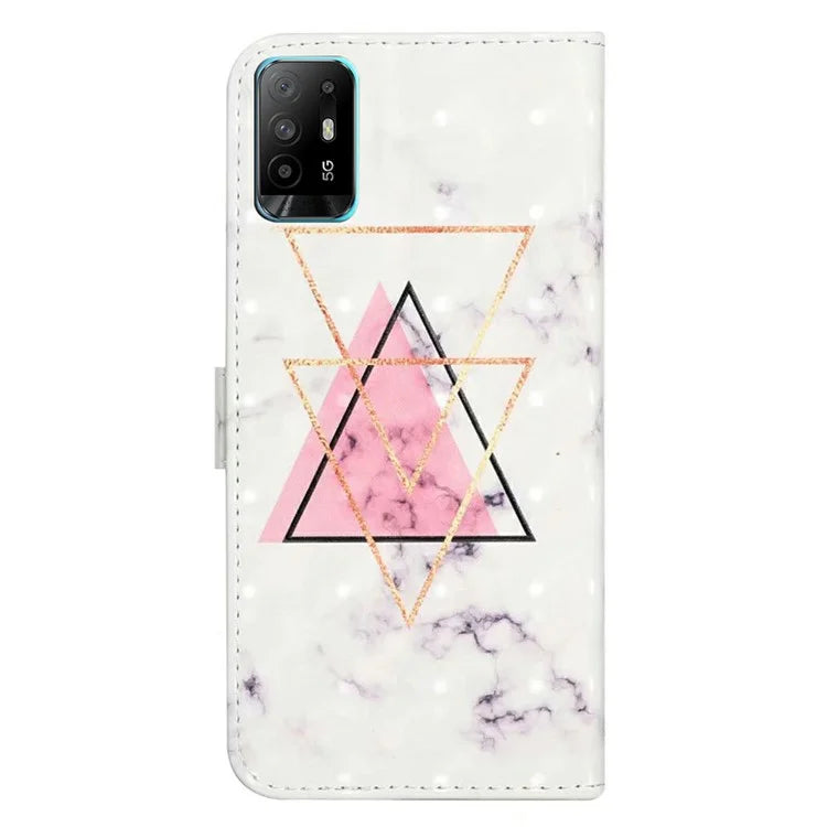 For Oppo A94 5G Case 3D Pattern PU Leather Stand Protective Cover