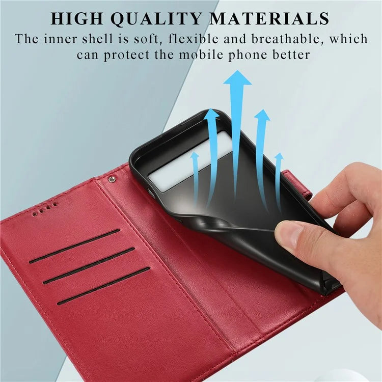 DF-06 For Google Pixel 7 5G Case Lines Imprint Leather Folding Stand Phone Cover