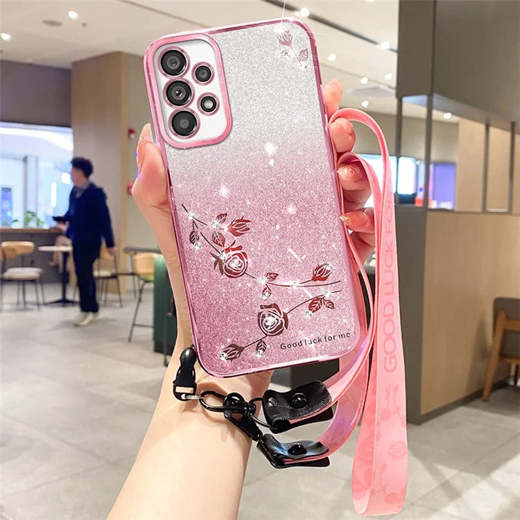 KADEM For Samsung Galaxy A32 5G / M32 5G Case TPU Glitter Cell Phone Cover with Strap