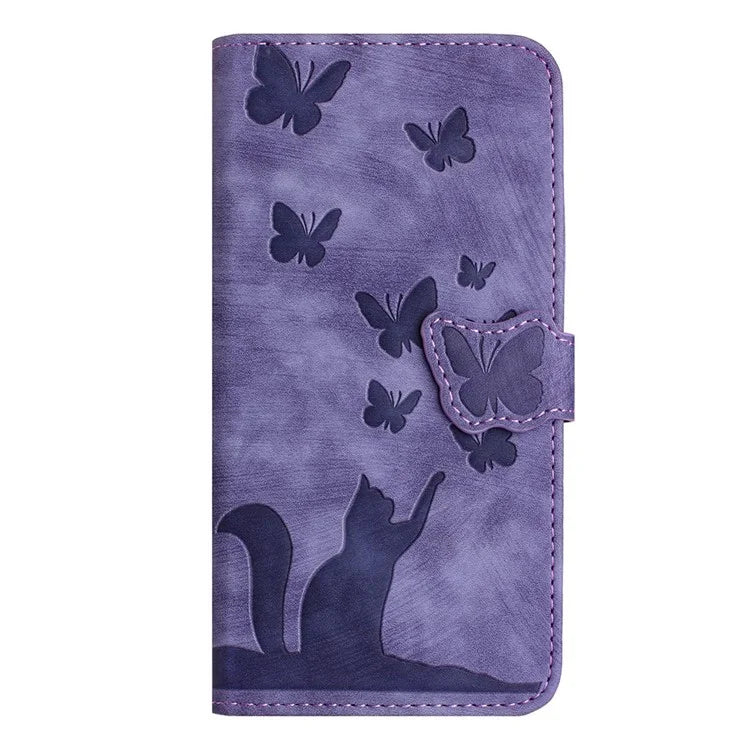 For Google Pixel 8 Pro Case Butterfly Cat Imprinted Wallet Phone Leather Cover