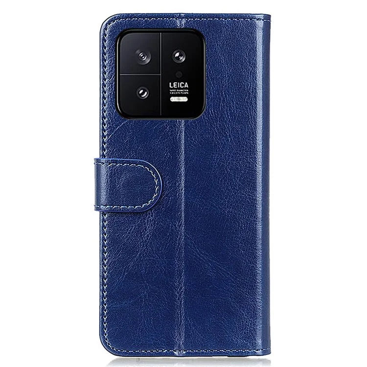 For Xiaomi 14 Case Crazy Horse Texture Phone Cover Magnetic Clasp PU Leather Wallet Shell