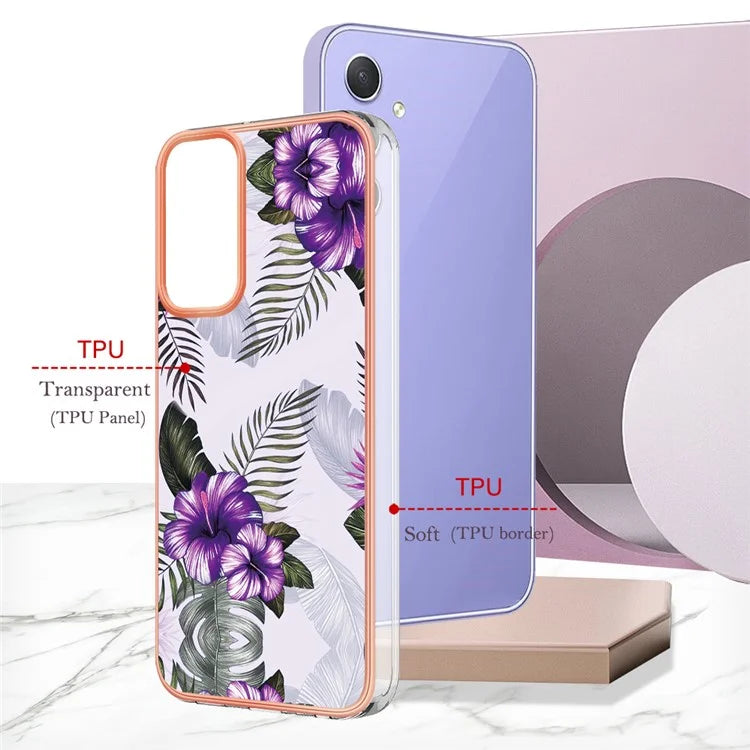 YB IMD Series-1 For Samsung Galaxy A15 5G Case Pattern Plating Frame Design Phone Cover