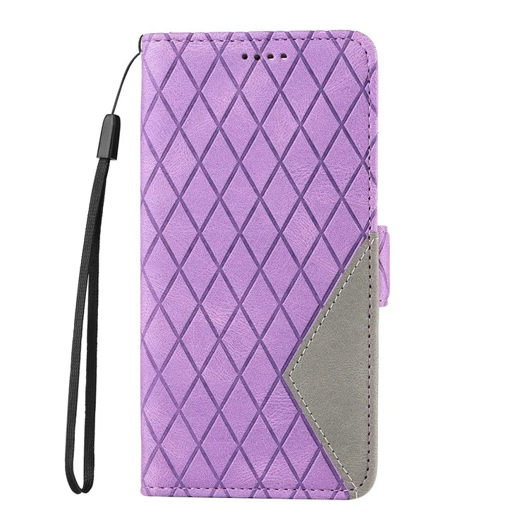 For Samsung Galaxy A15 5G Protective Case Rhombus Imprinted Leather Flip Phone Cover