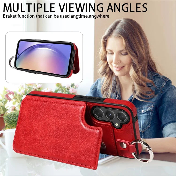 003 For Samsung Galaxy A54 5G Case Litchi Texture Card Holder PU Leather+TPU Phone Cover