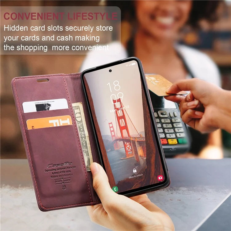 CASEME 013 Series For Samsung Galaxy S23 FE Case PU Leather Stand Folio Phone Cover