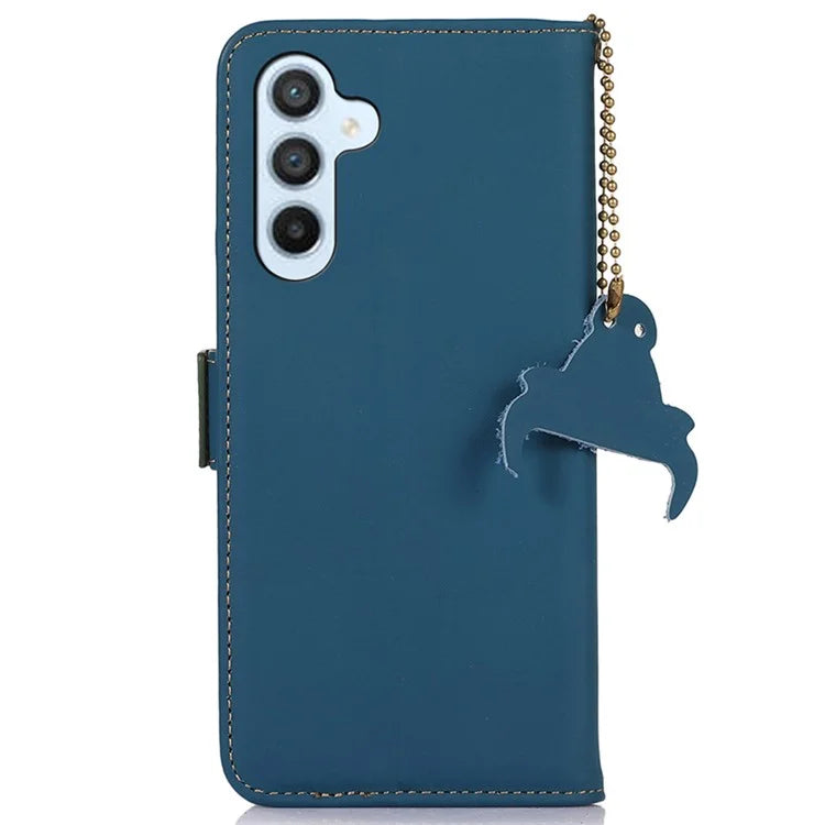 For Samsung Galaxy A25 5G (Global) (161.0 x 76.5 x 8.3mm) Case Genuine Cow Leather RFID Blocking Cover
