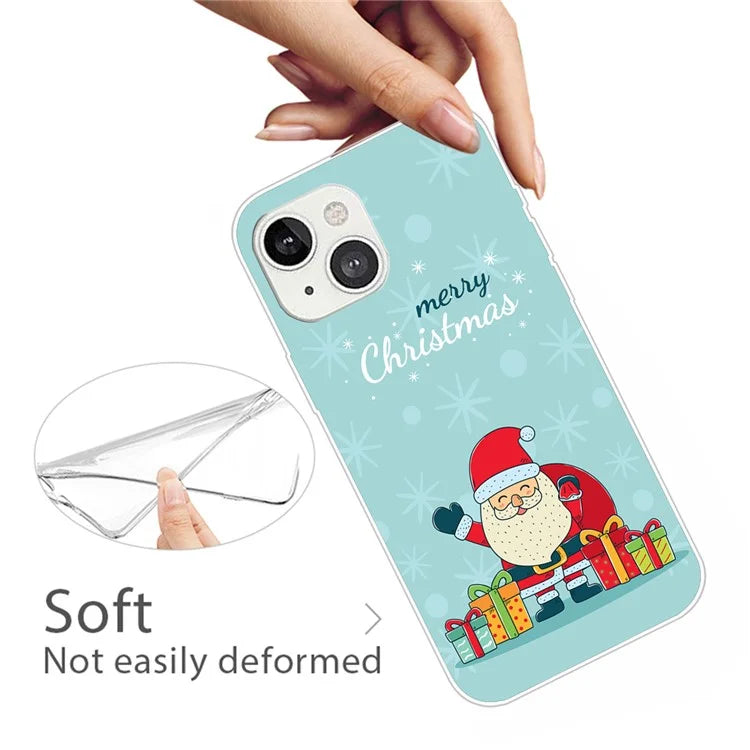 For iPhone 15 Phone Case Christmas Pattern Anti-scratch TPU Cover Gives Gift