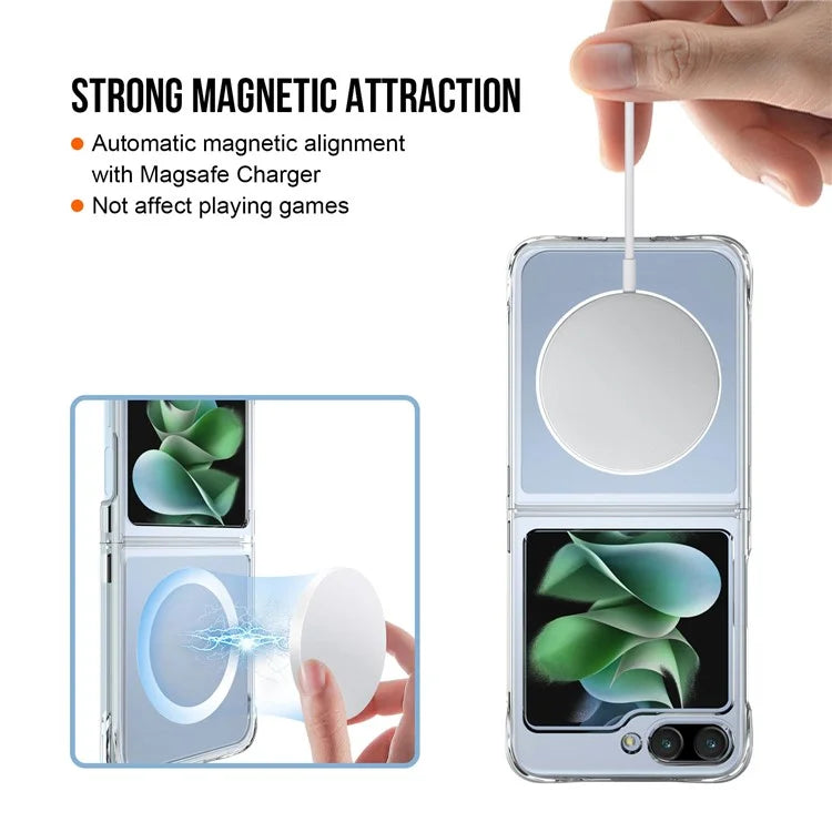 For Samsung Galaxy Z Flip5 5G Clear Case Magnetic Phone Cover Compatible with MagSafe