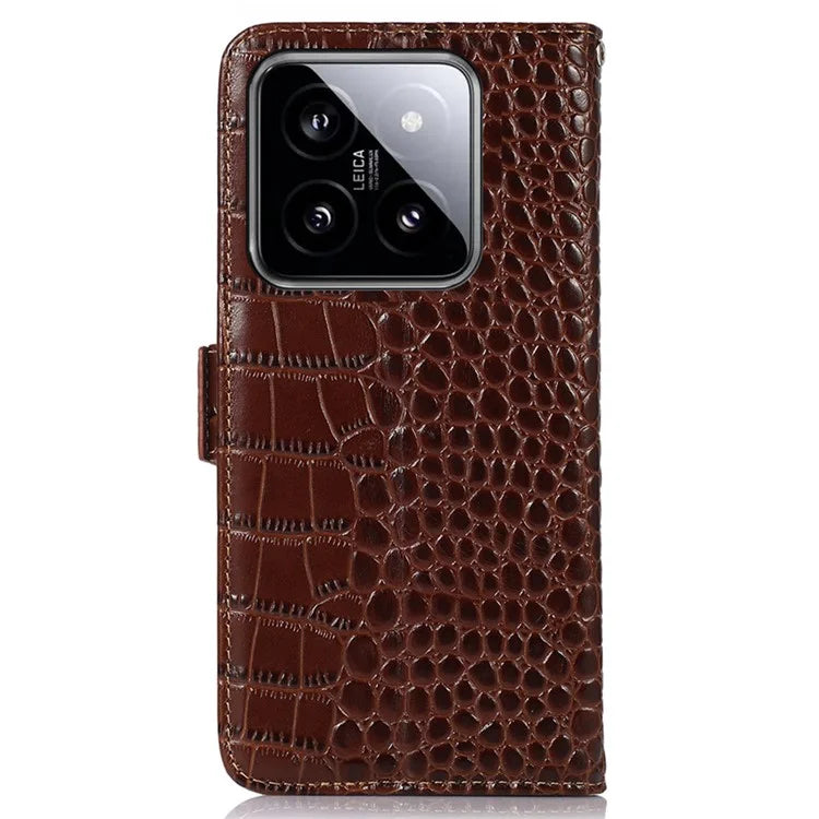 For Xiaomi 14 Case RFID Blocking Genuine Cow Leather Phone Cover