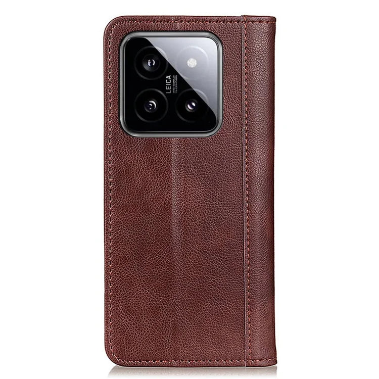 For Xiaomi 14 Case Litchi Texture Split Leather Cover with Wallet Stand