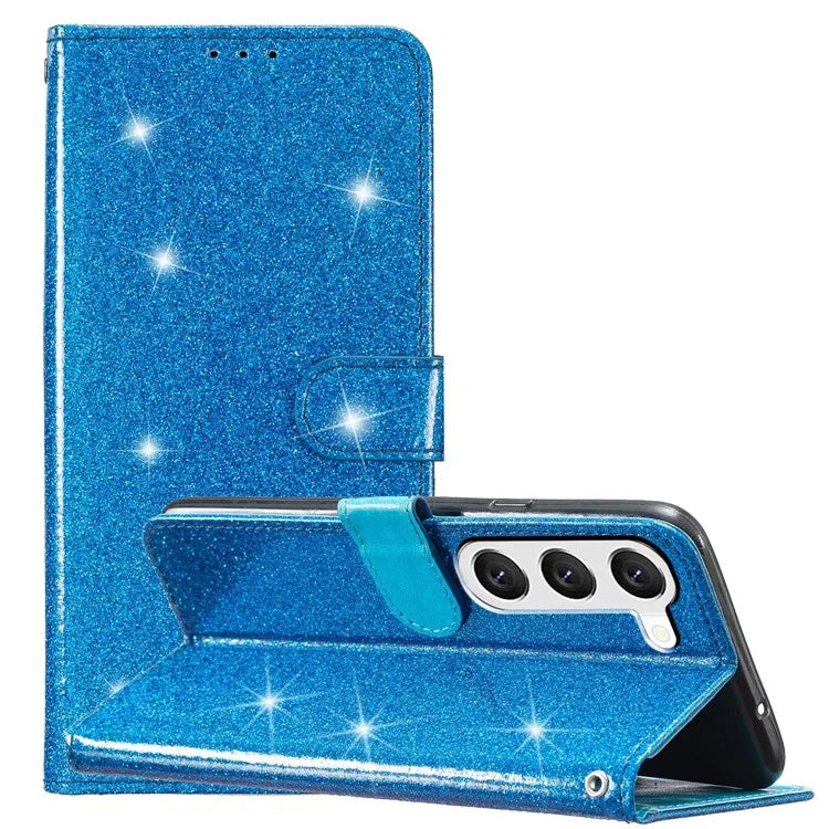For Samsung Galaxy S24 Case Glittery PU Leather Anti-drop Wallet Cover