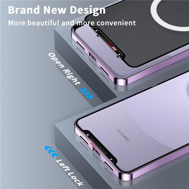 For Huawei Mate 60 Pro Case Magnetic Metal Frame Matte Phone Back Cover