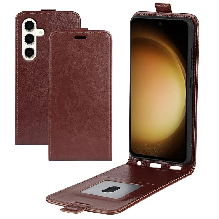 For Samsung Galaxy S24+ Case PU Leather Vertical Flip Phone Cover