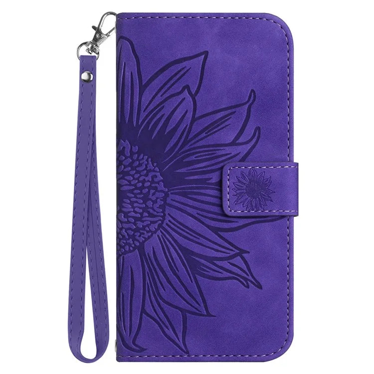 HT04 For Xiaomi Redmi 13C 4G / Poco C65 4G Case Skin-touch Leather Folio Flip Cover with Wrist Strap