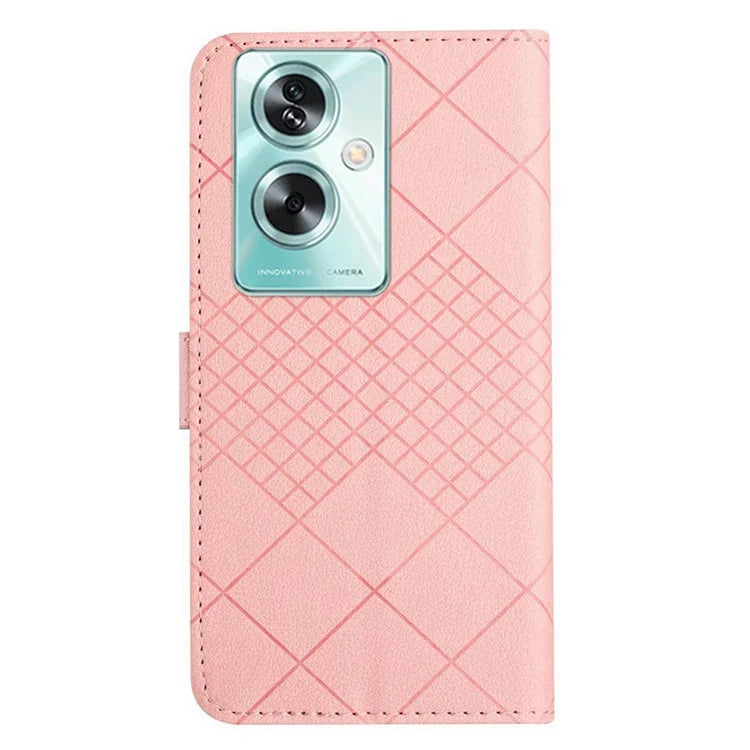 HT06 For Oppo A79 5G / A2 5G Case PU Leather Rhombus Stand Flip Phone Cover