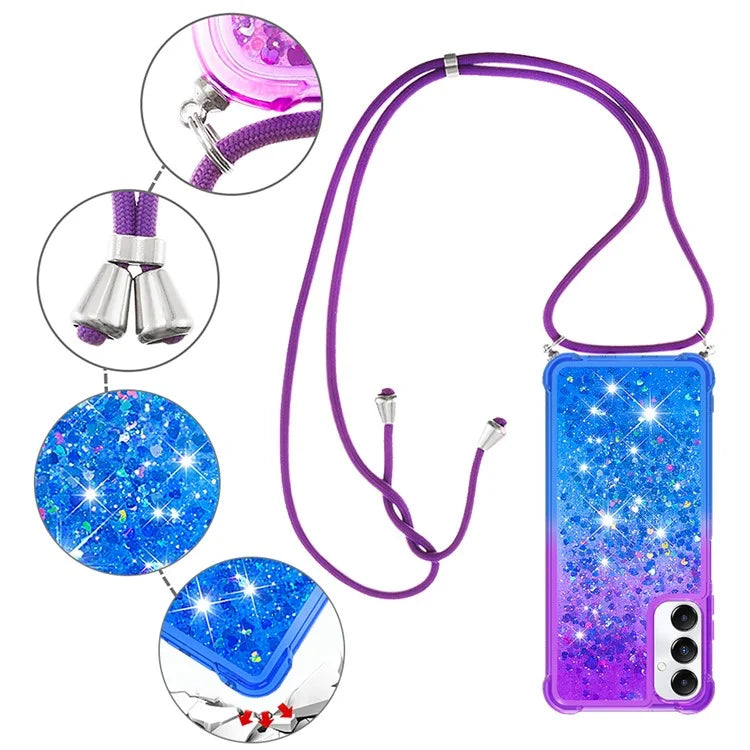 YB Quicksand Series-6 for Samsung Galaxy A05s 4G Case Liquid Gradient Phone Cover with Lanyard