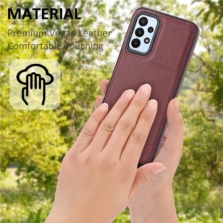 For Samsung Galaxy A13 4G Case Litchi Texture PU Leather Coated TPU Fall Proof Phone Cover