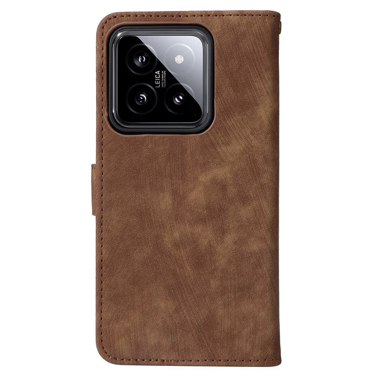 For Xiaomi 14 Leather Case RFID Blocking Wallet Magnetic Phone Cover with Strap