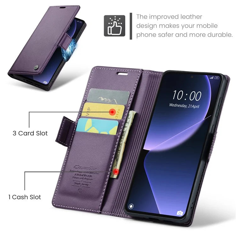 CASEME 023 Series For Xiaomi 13T / 13T Pro / Redmi K60 Ultra Case Leather Litchi Texture Phone Cover with Stand and Wallet