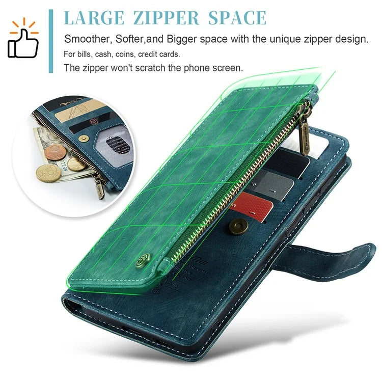 CASEME C30 Series for Samsung Galaxy S23 FE Case PU Leather Zipper Pocket Phone Cover